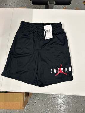 Jordan Essentials Kids Big Boys Mesh Graphic Shorts Black/Gold/Red